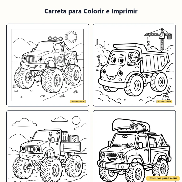 Carreta para Colorir e Imprimir: Desenhos Divertidos para Crianças