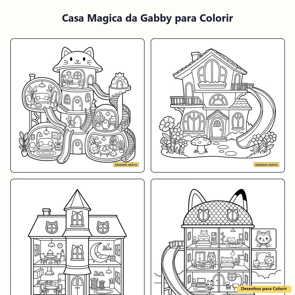 Casa Mágica da Gabby para Colorir: Desenhos Divertidos para Imprimir
