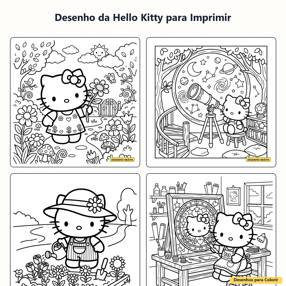 Desenho da Hello Kitty para Imprimir: Fofura, Roupinhas e Ideias para Colorir