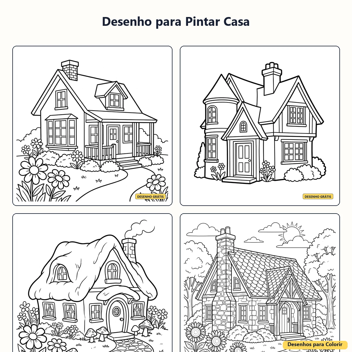 Desenho para Pintar Casa: Atividade Criativa para Crianças
