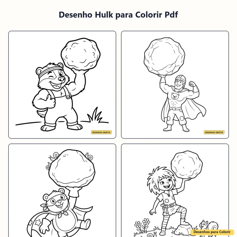 Desenho Hulk para Colorir em PDF: Atividade de Super-Herói