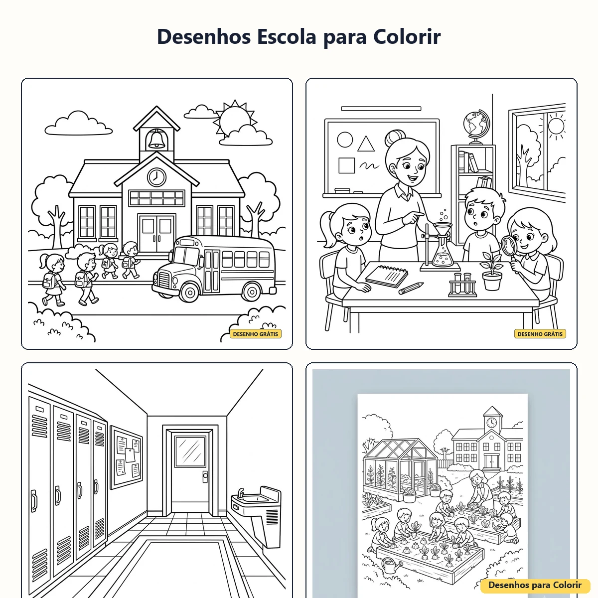 Desenhos Escola para Colorir: atividades educativas para imprimir