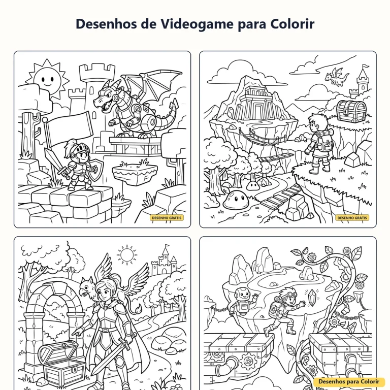 Desenhos de videogame para colorir: diversão pixel a pixel