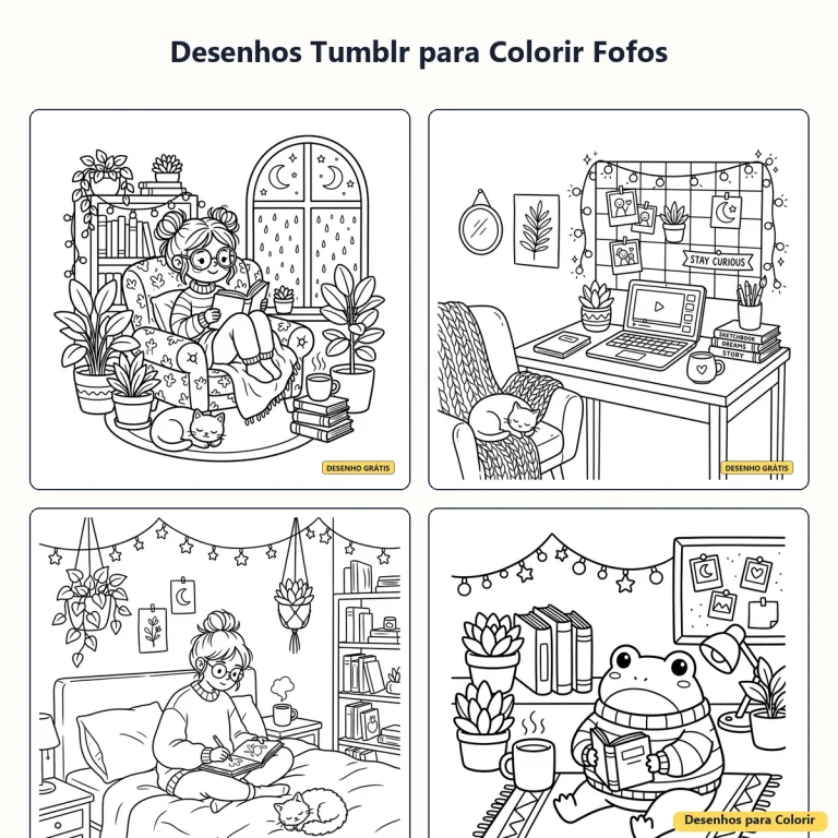 Desenhos Tumblr para Colorir Fofos: Ideias Kawaii para Imprimir