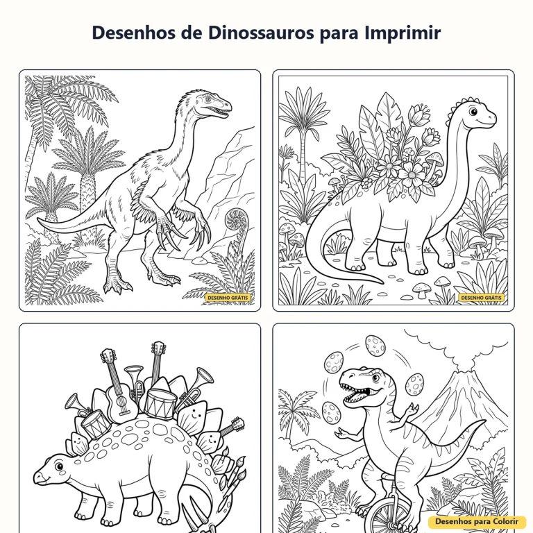 Desenhos de Dinossauros para Imprimir: Atividade Divertida para Crianças