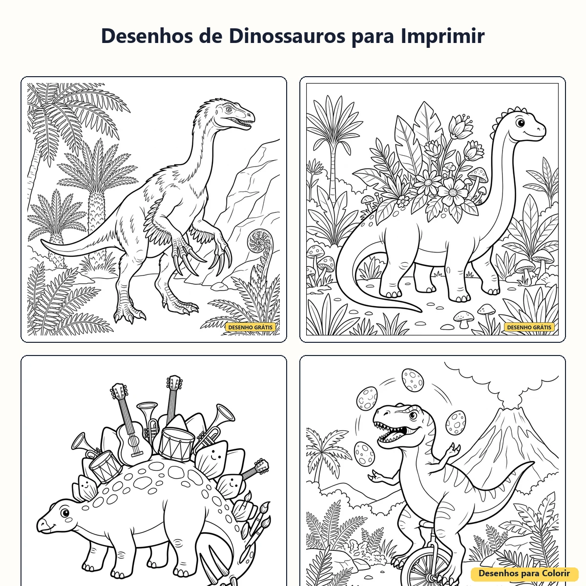 Desenhos de Dinossauros para Imprimir: Atividade Divertida para Crianças