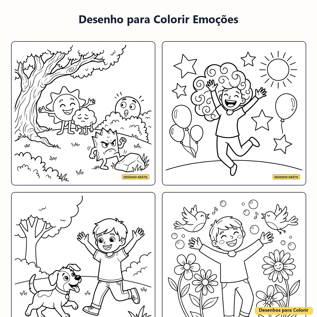 Desenho para Colorir Emoções: atividades para conversar e aprender