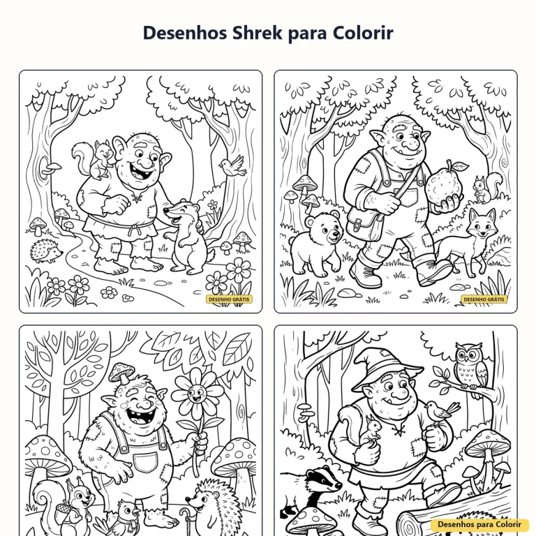 Desenhos do Shrek para Colorir: Aventuras no Pântano