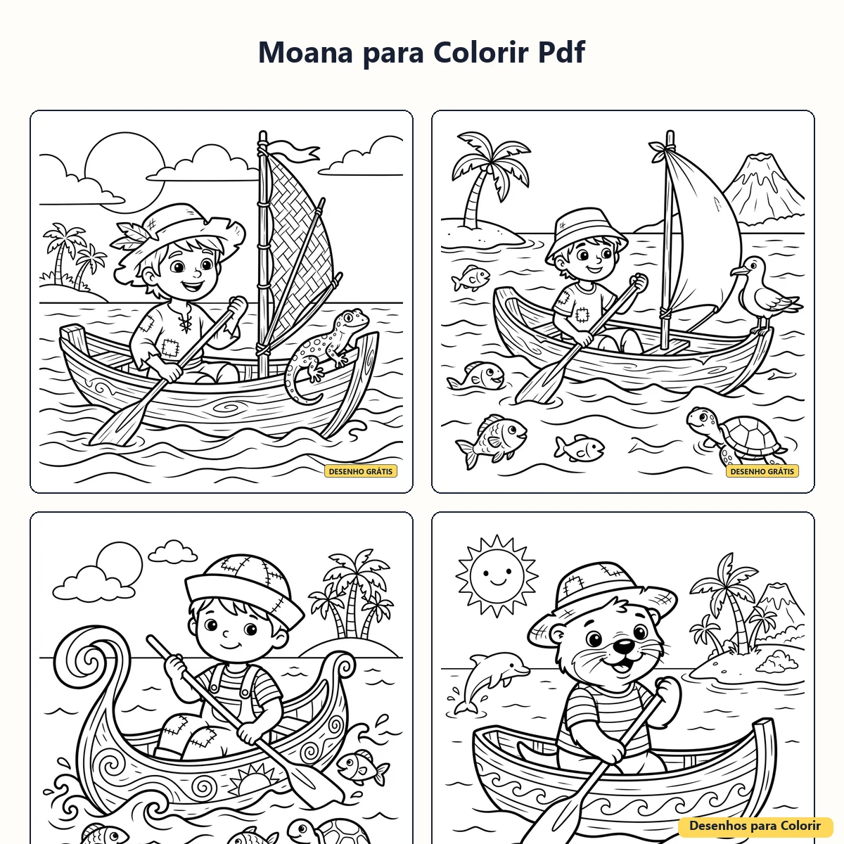 Moana para Colorir em PDF: Desenhos para Imprimir e se Divertir