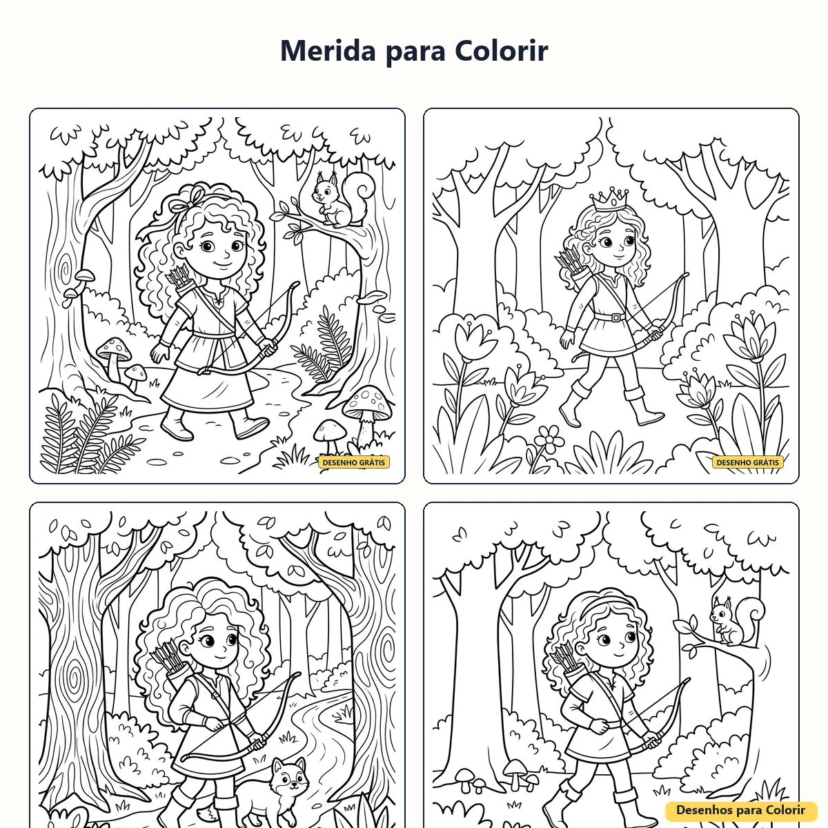 Mérida para Colorir: desenhos corajosos para imprimir e se divertir