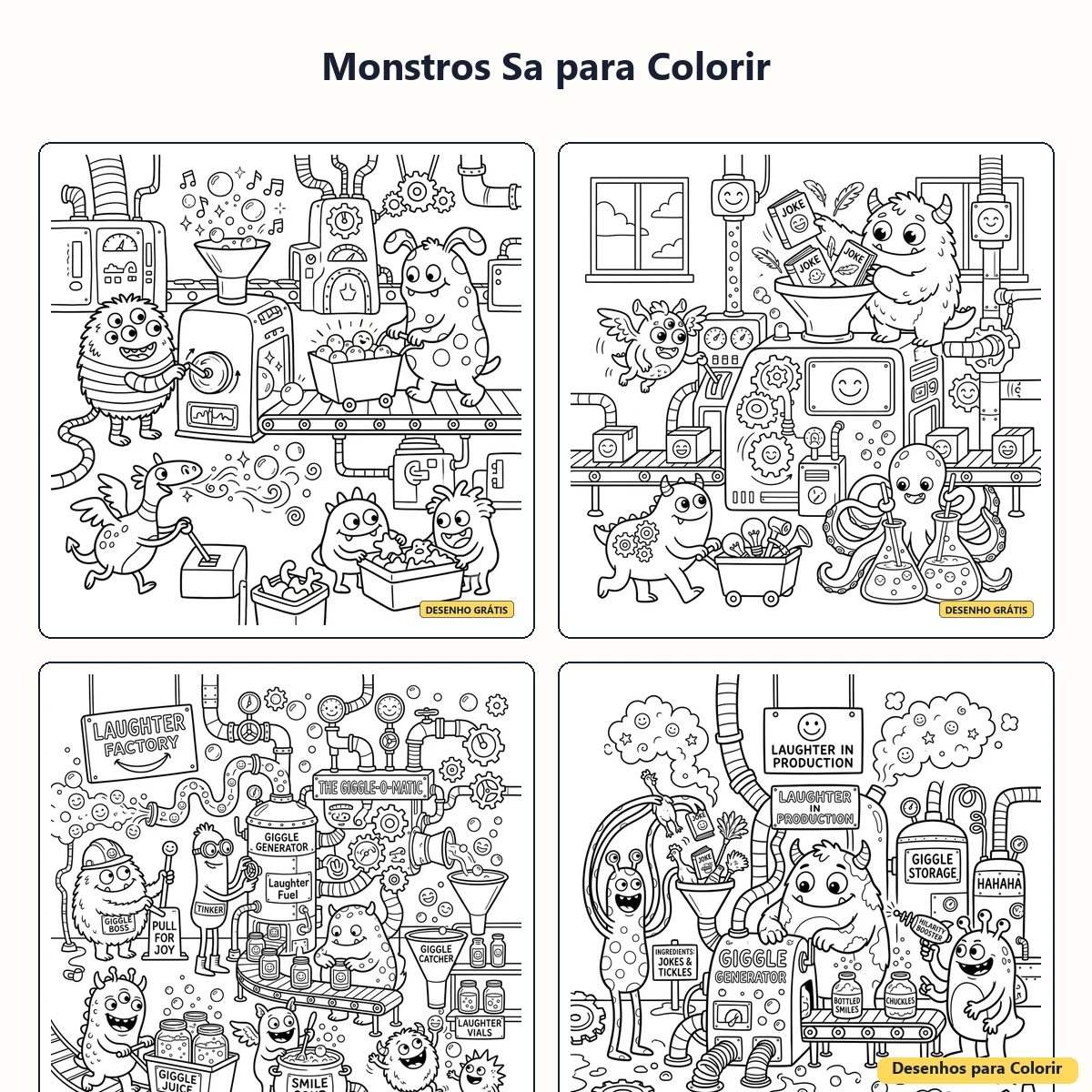 Monstros S.A. para Colorir: Desenhos Divertidos de Sulley, Mike e Boo