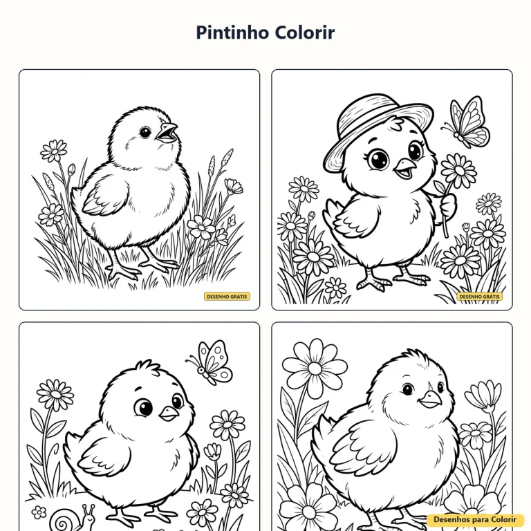 Pintinho para Colorir: Desenhos Fofos para Imprimir