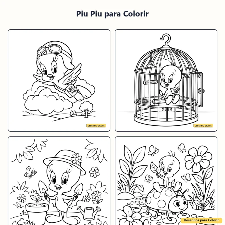 Piu Piu para Colorir: desenhos divertidos para imprimir