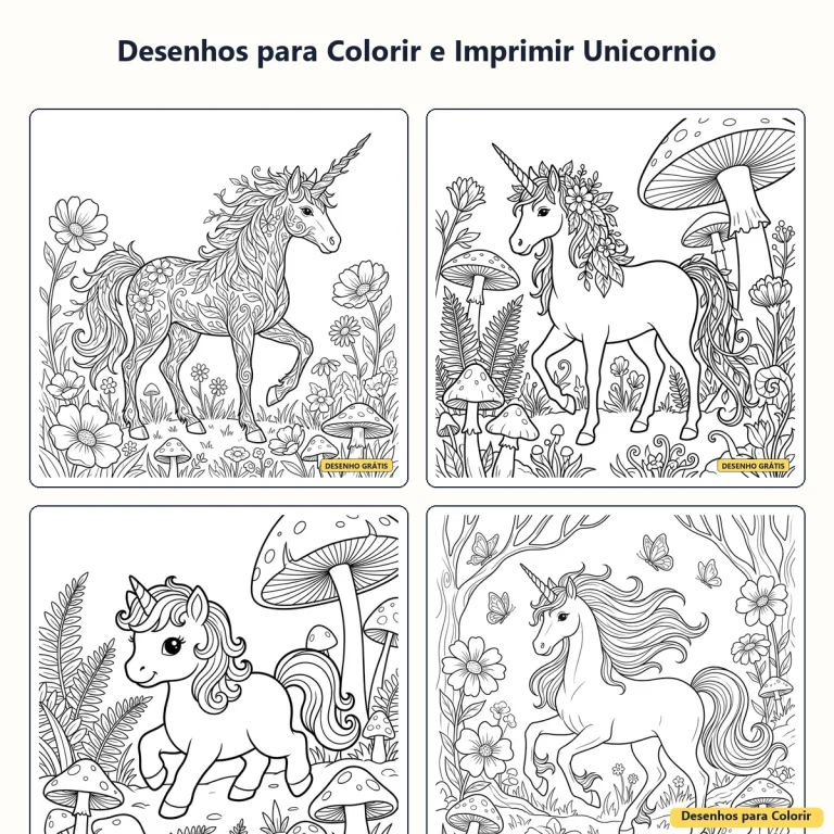 Desenhos para Colorir e Imprimir Unicórnio: Magia, Fofura e Diversão